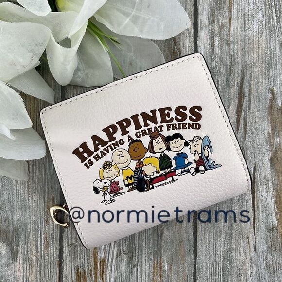 Coach X Peanuts Leather Snap Wallet Bag Purse - Picture 1 of 14